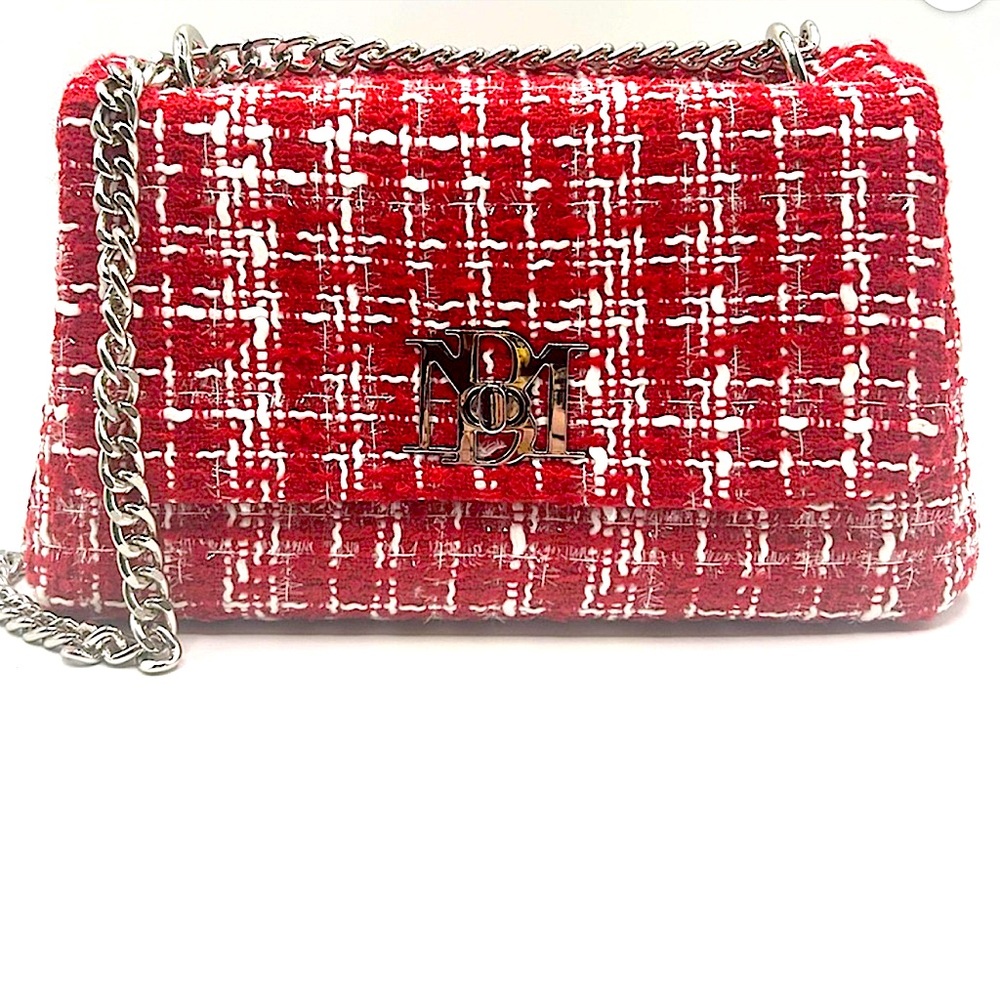 🆕Bagley Mishka tweed messenger bag chain strap NEW WITH TAGS